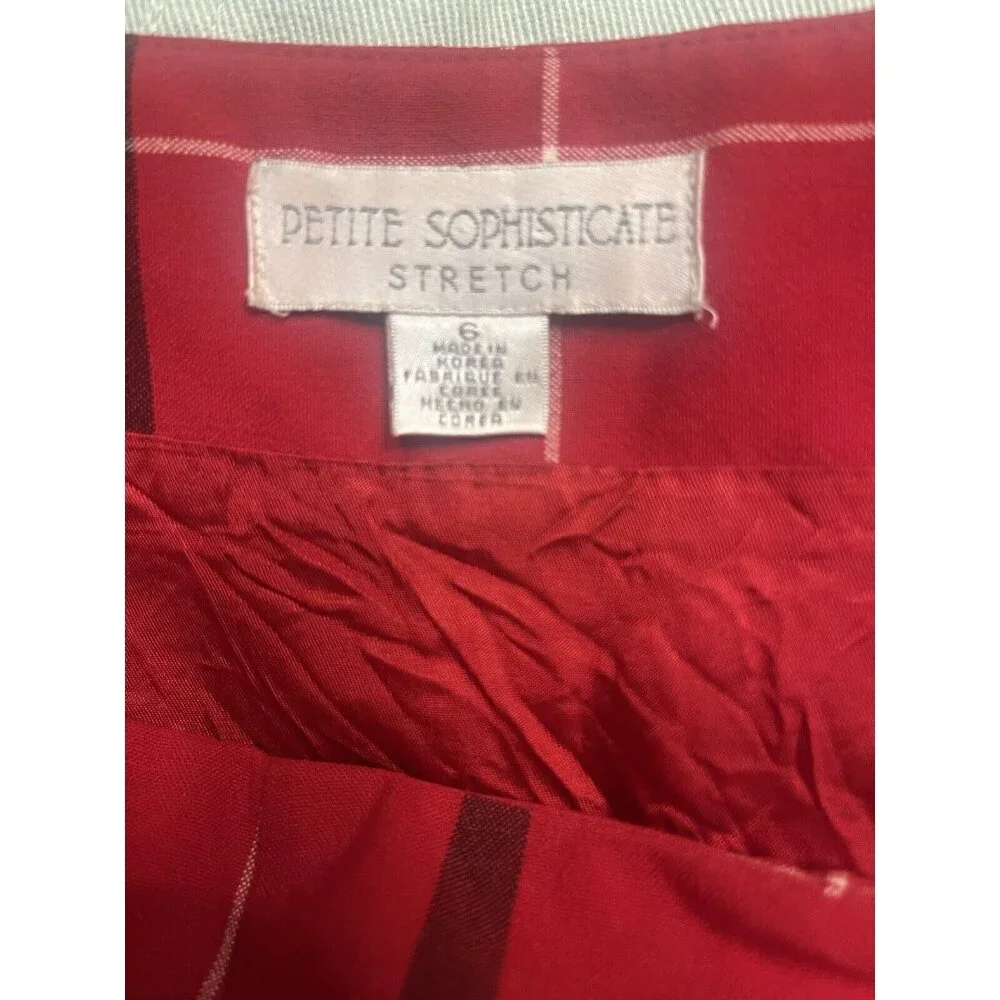 Petite‎ Sophisticate Womens Size 6 Red Multicolor Plaid Lined Skirt